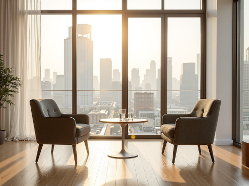 Luxury apartment interior with modern furniture and high-end finishes, upscale residential space